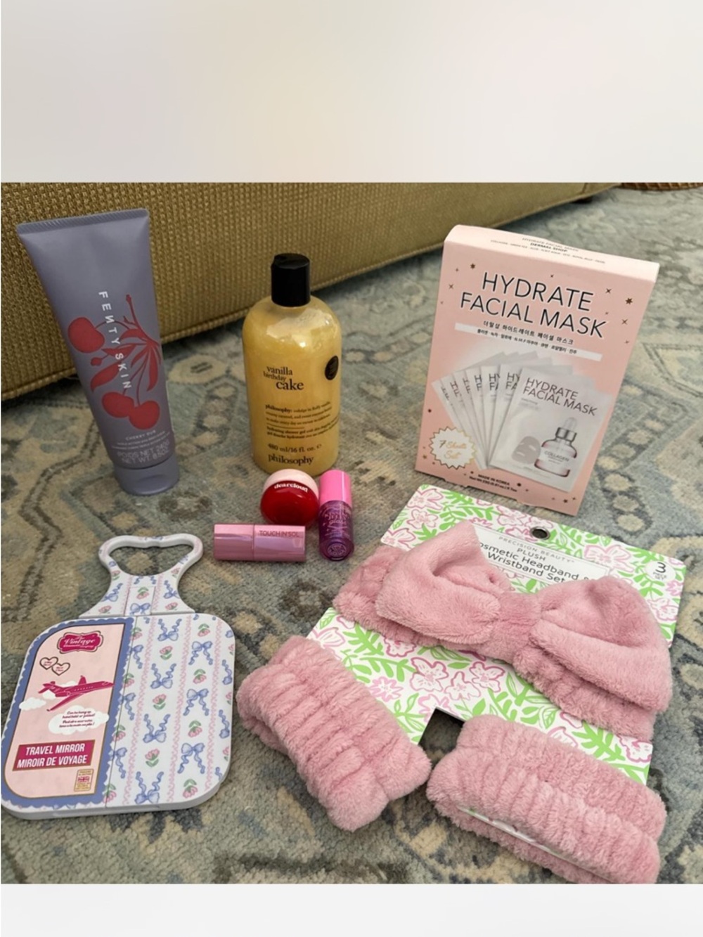 Hydrate Facial Mask & Pink Plush Spa Headband Set
